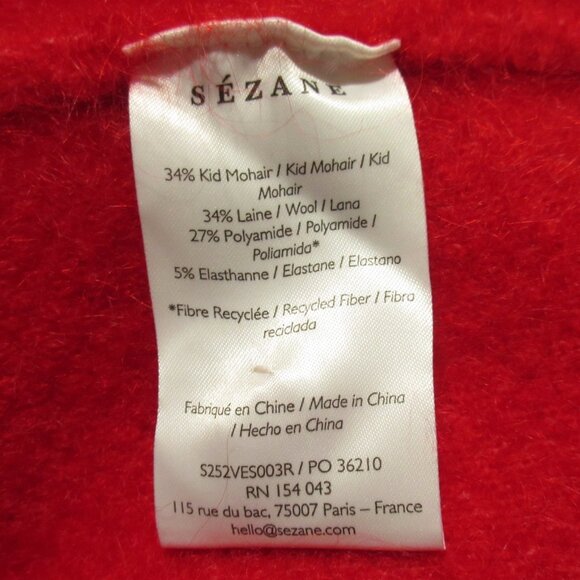 NWT Sezane Thais Jacket in Red Wool Kid Mohair Short Cardigan M - Picture 9 of 9